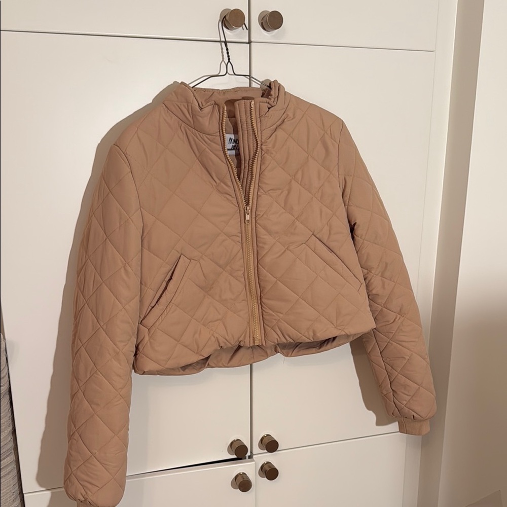 Princess Polly Tan Quilted Cropped Jacket